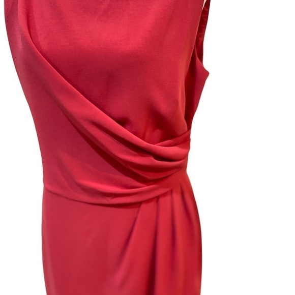 Talbots lined sleeveless side ruched scoop back dress cranberry size 10 - Picture 2 of 10